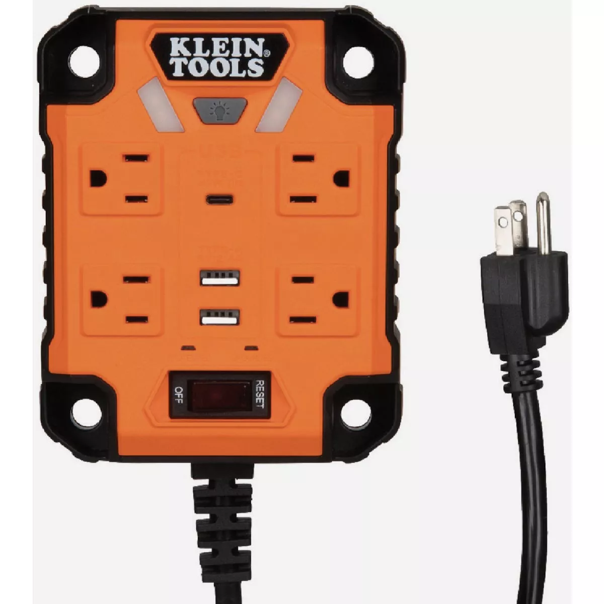 Klein PowerBox 1 4-Outlet Magnetic Mounted Power Strip with Integrated LED Lights