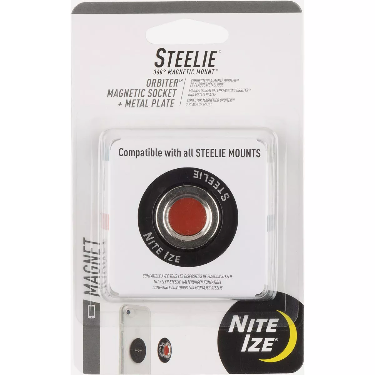 Nite Ize Steelie Orbiter Magnetic Socket + Metal Plate