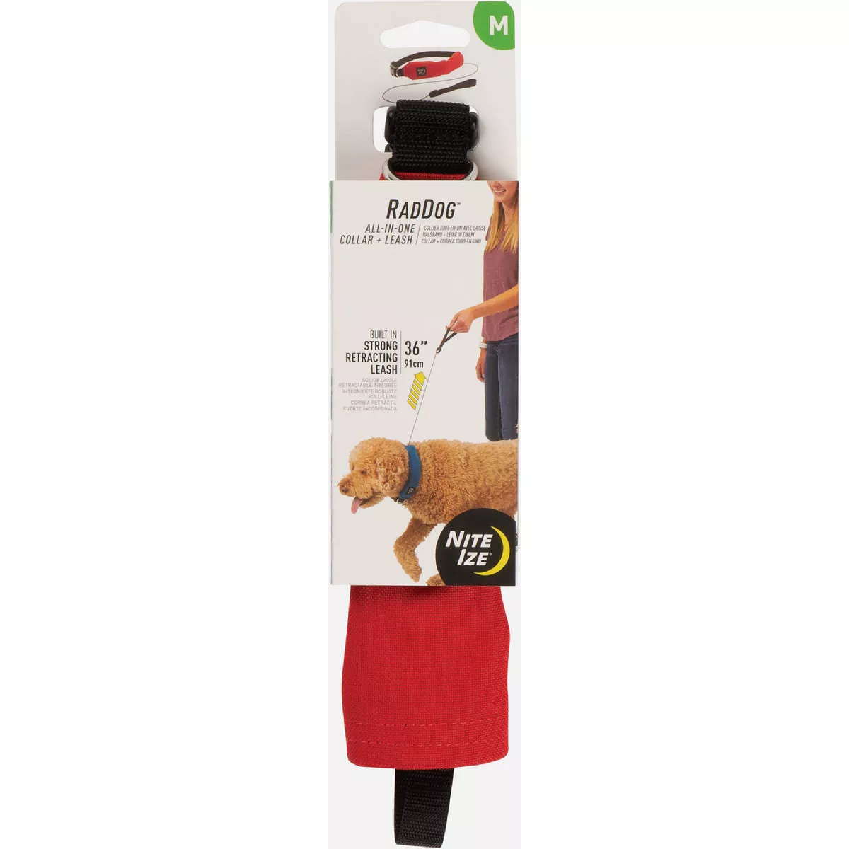 Nite Ize RadDog All-In-One Collar + Leash - Medium - Red