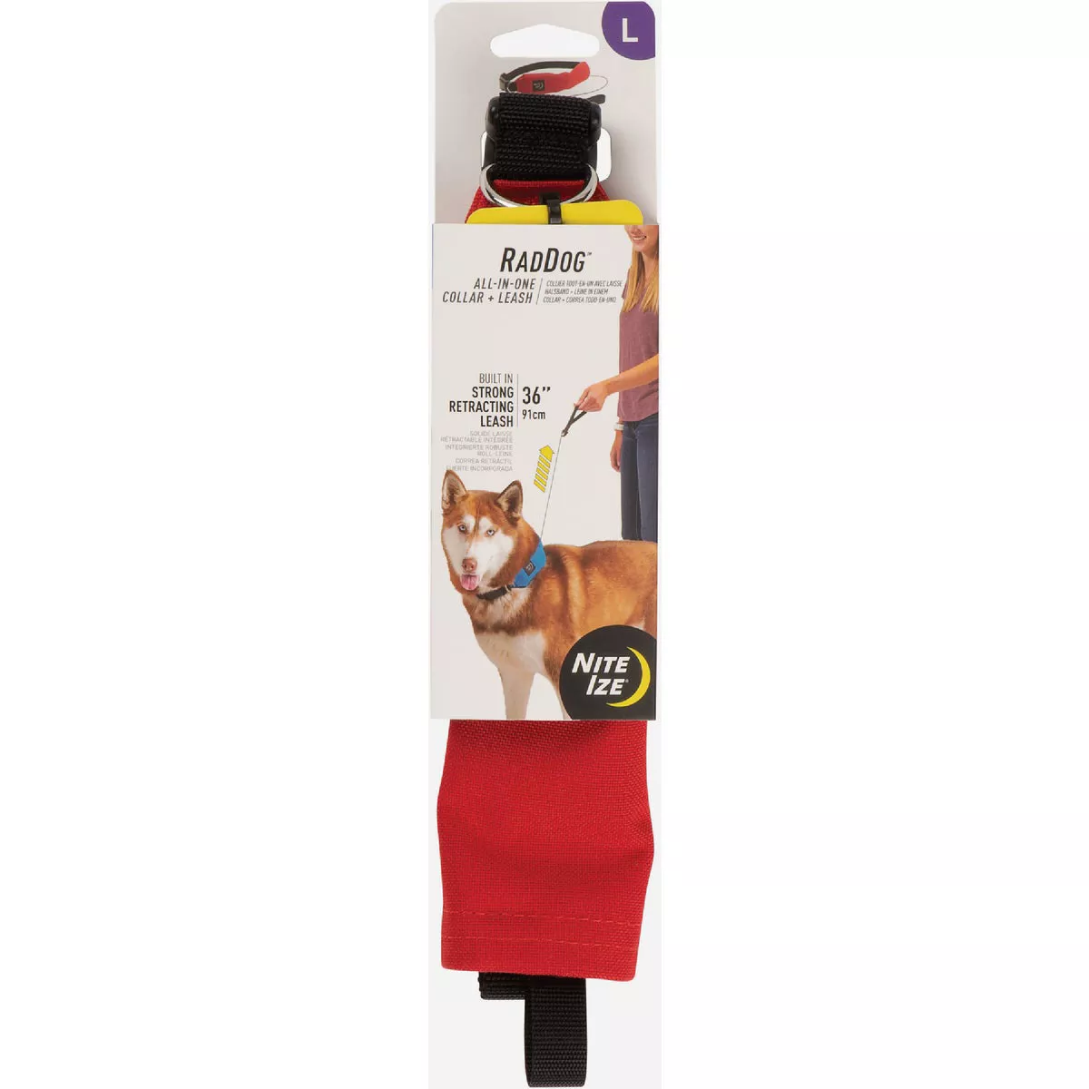 Nite Ize RadDog All-In-One Collar + Leash - Large - Red