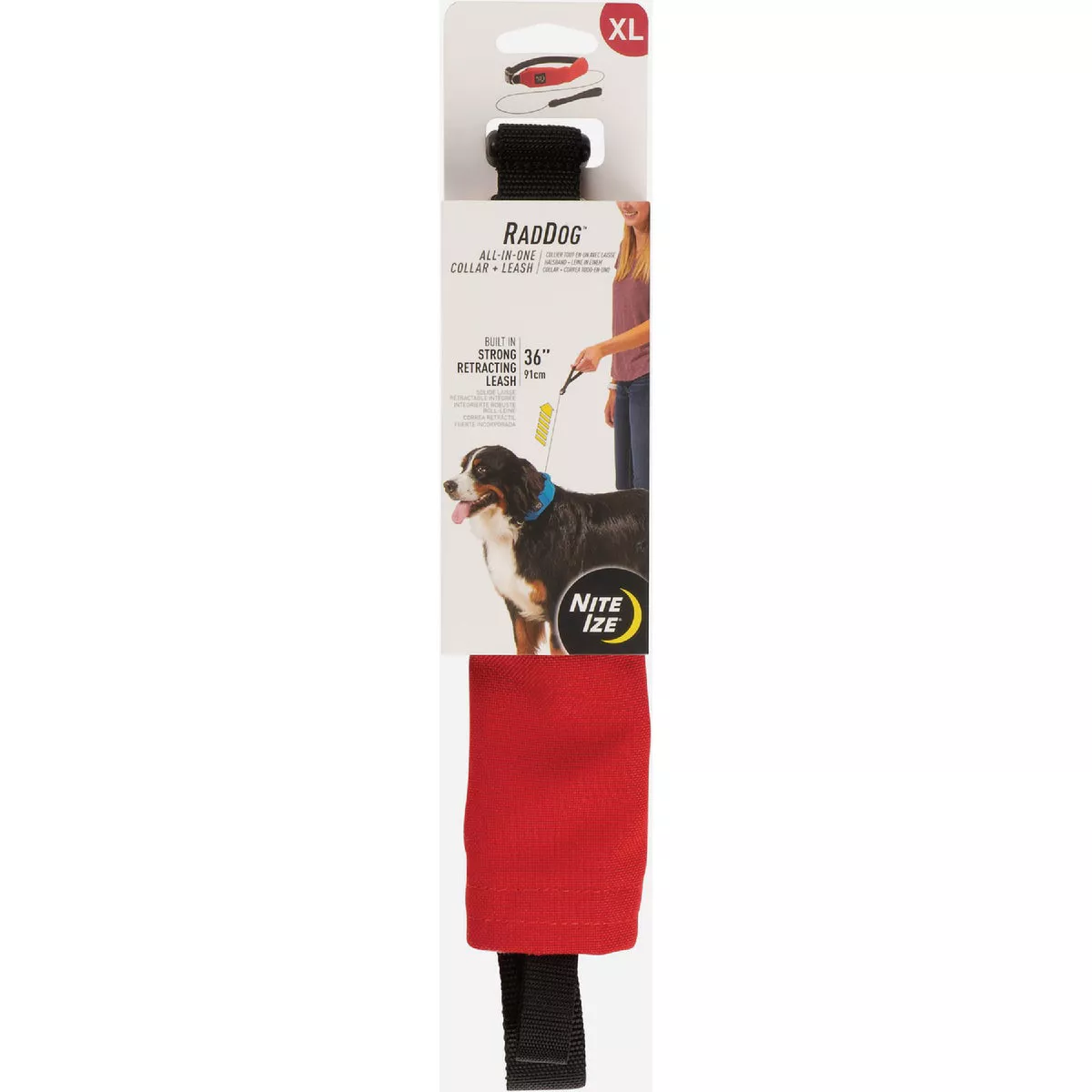 Nite Ize RadDog All-In-One Collar + Leash - X Large - Red-