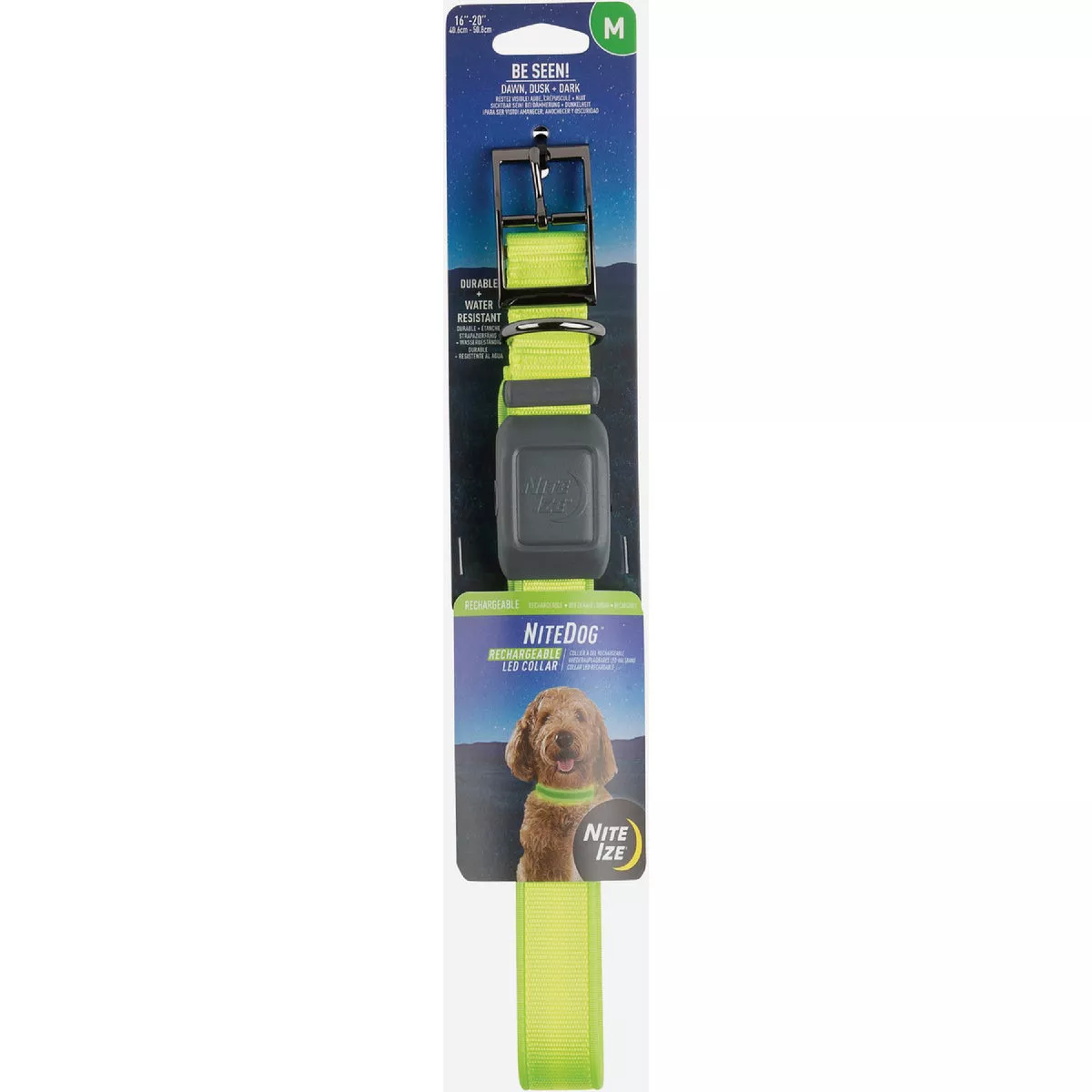 Nite Ize NiteDog Rechargeable LED Collar - M - Lime/Green LED