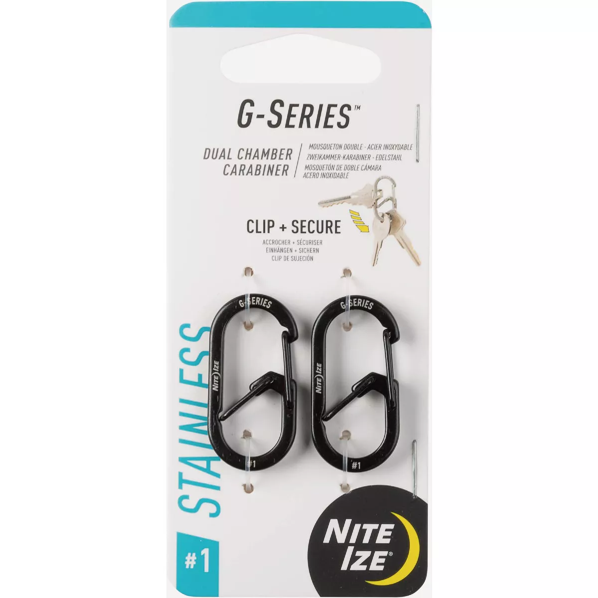 Nite Ize G-Series Dual Chamber Carabiner #1 - 2 Pack - Black