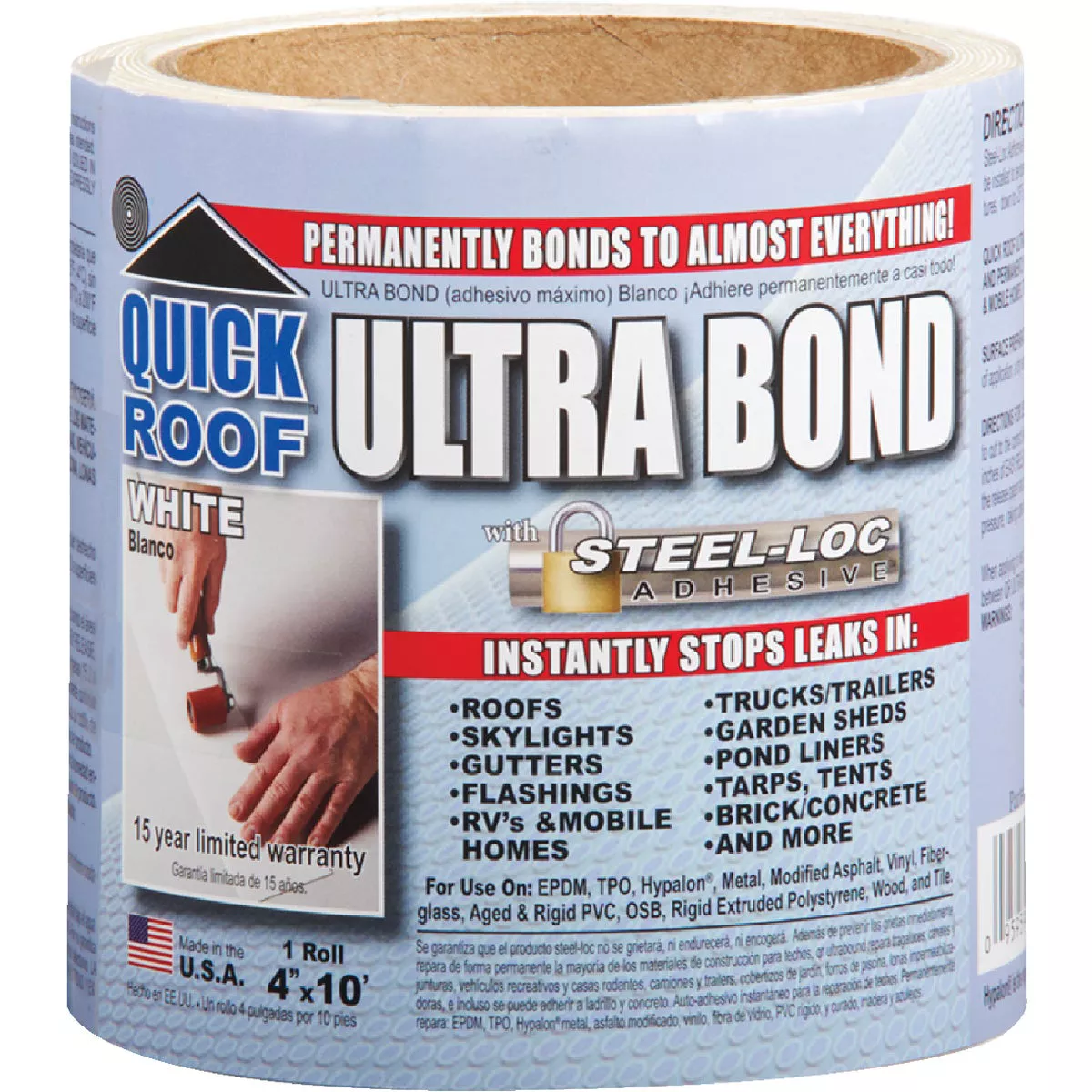Quick Roof Ultra Bond 4 In. x 10 Ft. White Roof Patching Tape