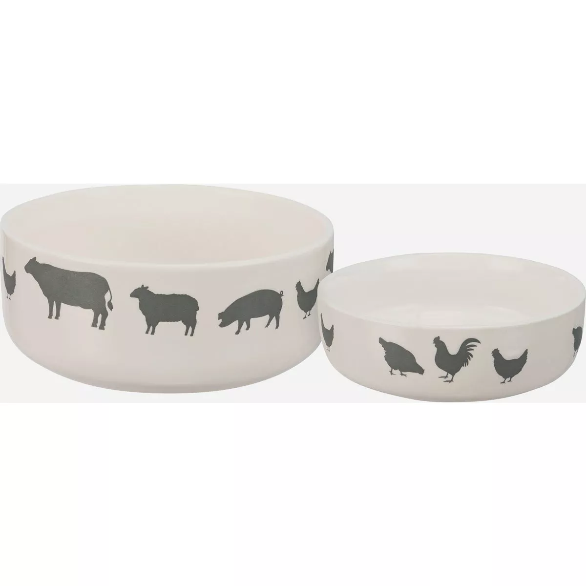 Primitives by Kathy White & Gray Farm Animals Bowl Set 2 Piece