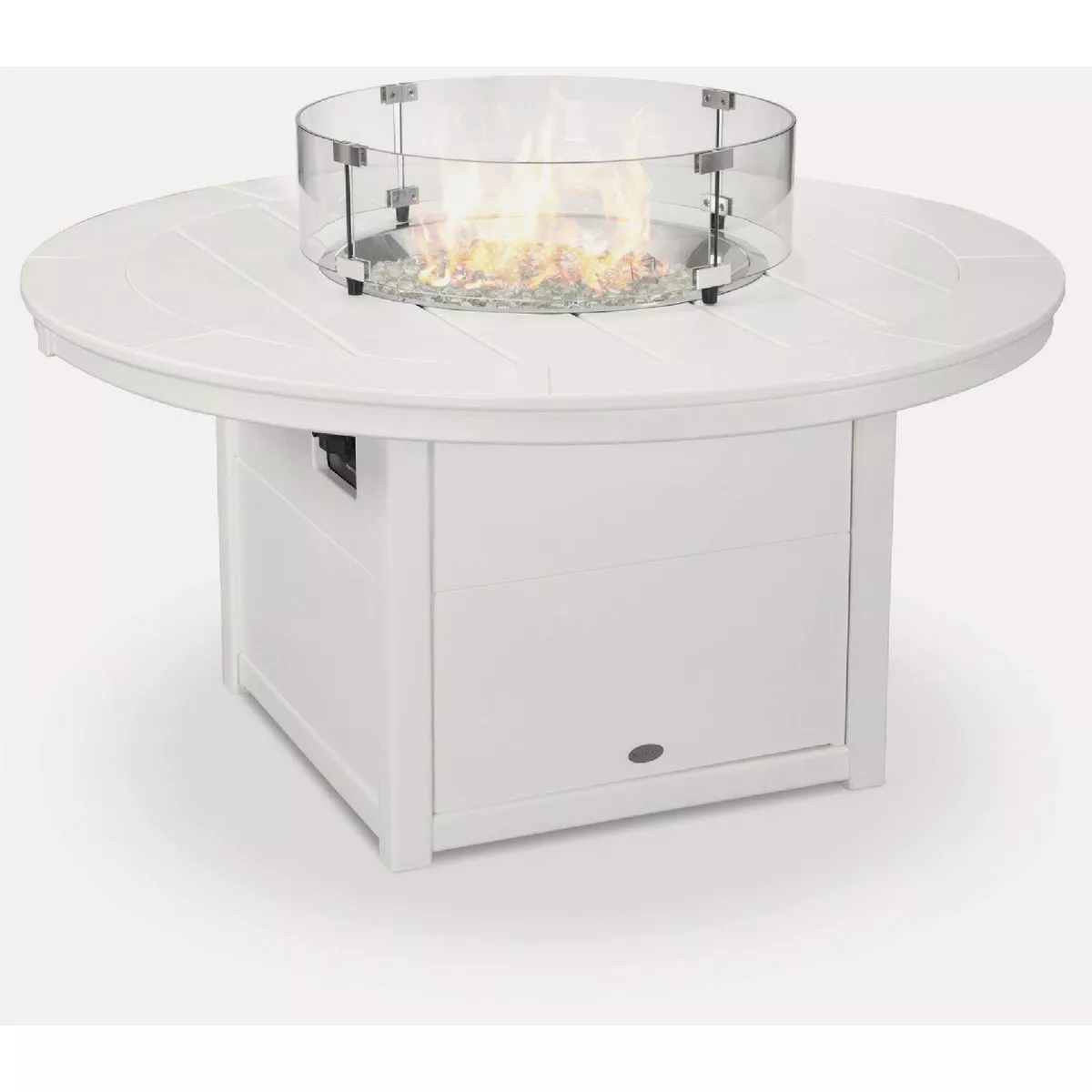 POLYWOOD 48 In. Round Propane Fire Pit Table, White