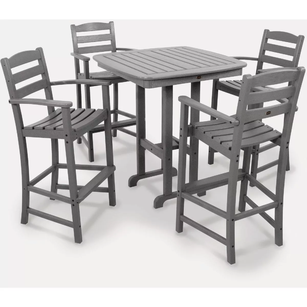 POLYWOOD La Casa Cafe Patio Bar Set, Slate Gray (5-Piece)