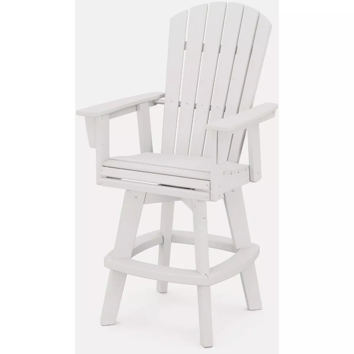 POLYWOOD Vineyard Curveback Adirondack Swivel Bar Chair, White