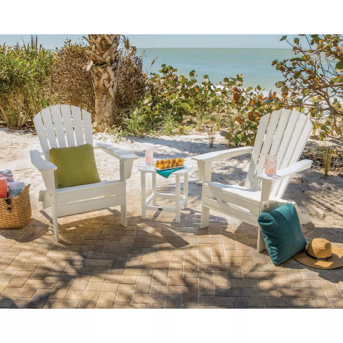POLYWOOD South Beach Folding Adirondack Chair, Aruba