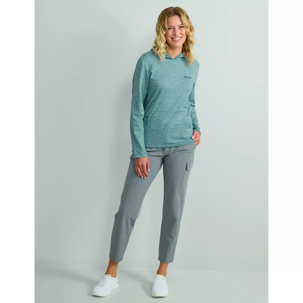 Huk Women's S Storm Blue Heather Coldfront+ Hoodie