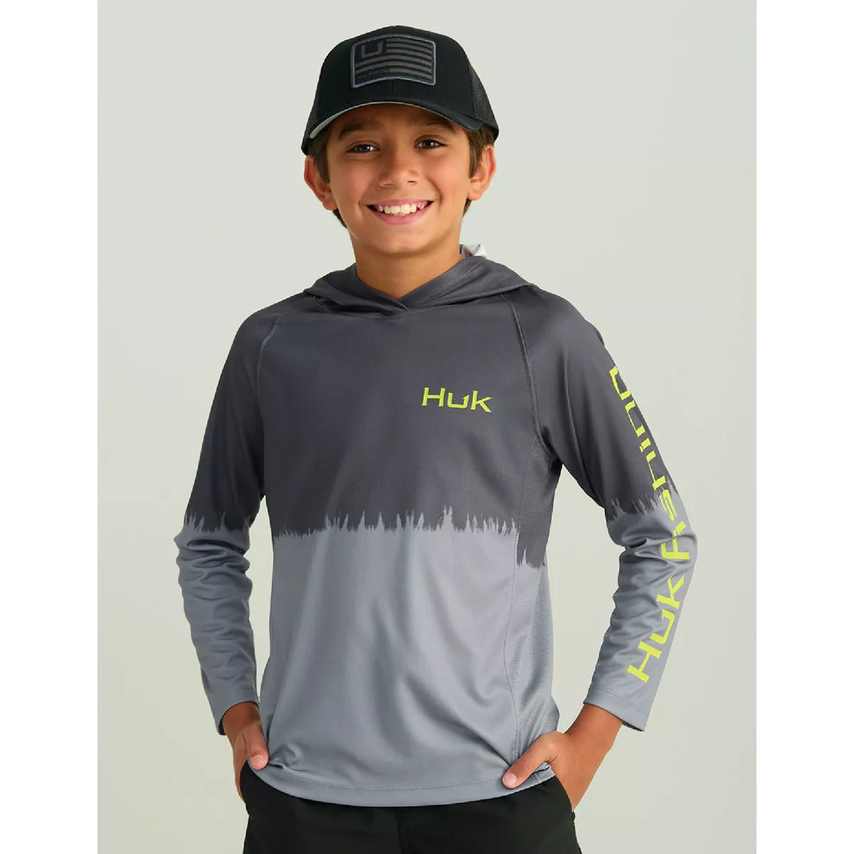 Huk Kid's XL Volcanic Ash Pursuit Performance Graphic Hoodie