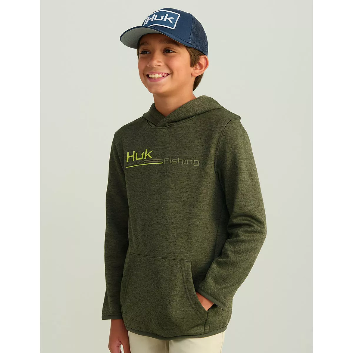 Huk Kid's M Cypress Landing Heather Coldfront+ Graphic Hoodie