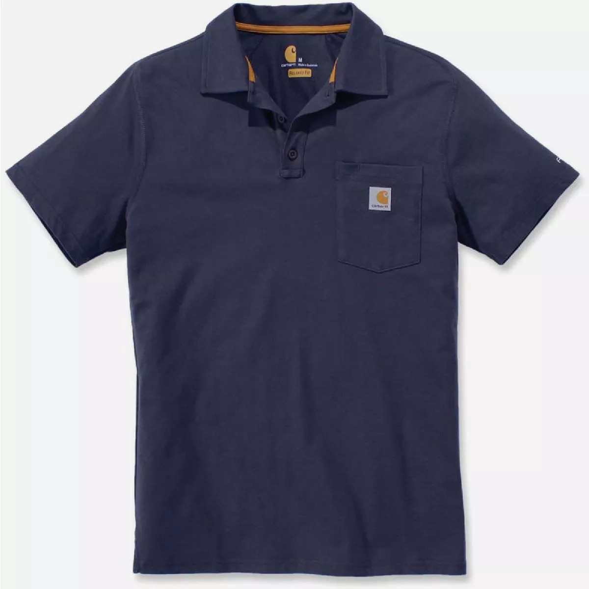 Carhartt Force Men's Large Regular Navy Midweight Short Sleeve Pocket Polo, Relaxed Fit