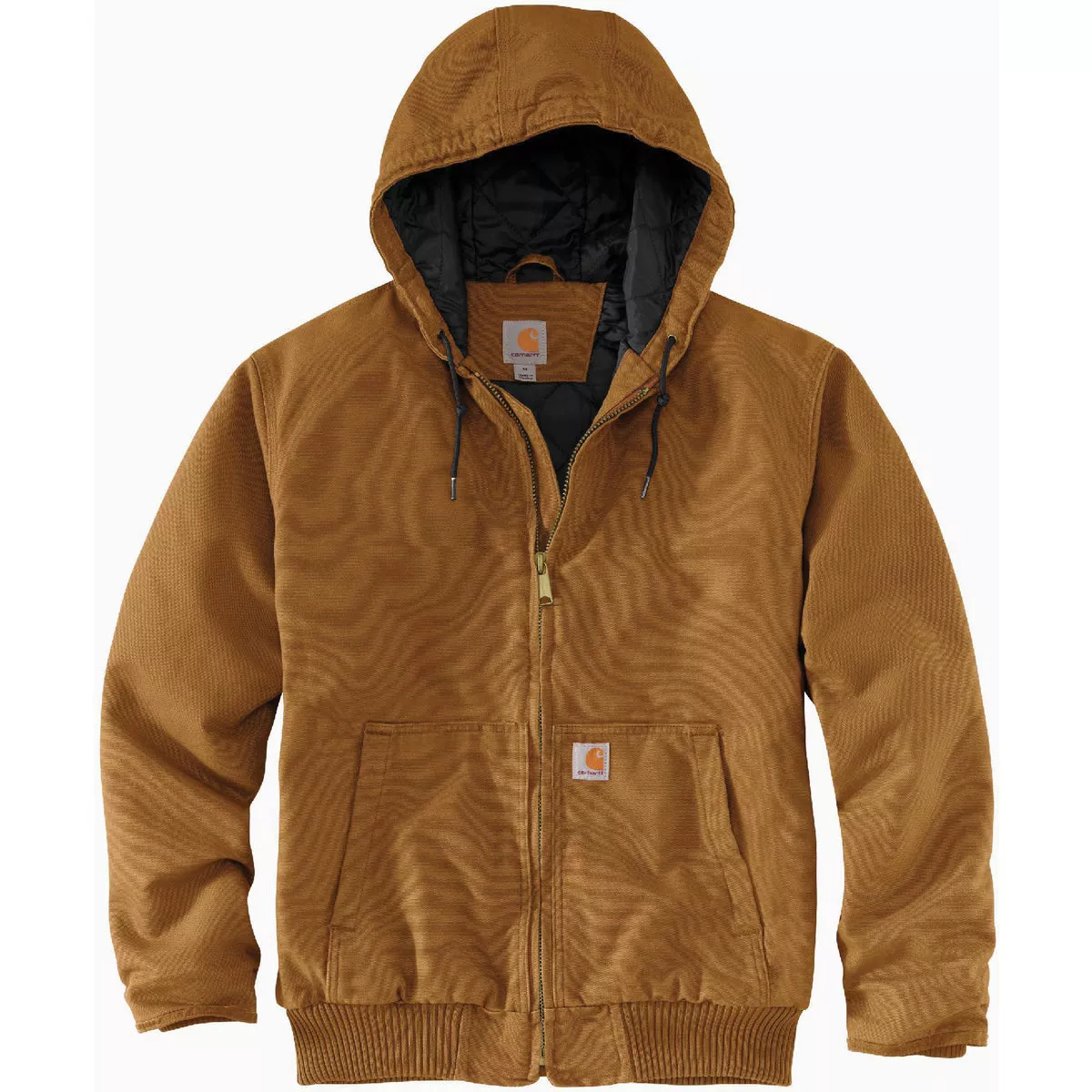 Carhartt Men's XL Tall Brown Washed Duck Quilted Nylon-Lined Insulated Active Jacket, Loose Fit