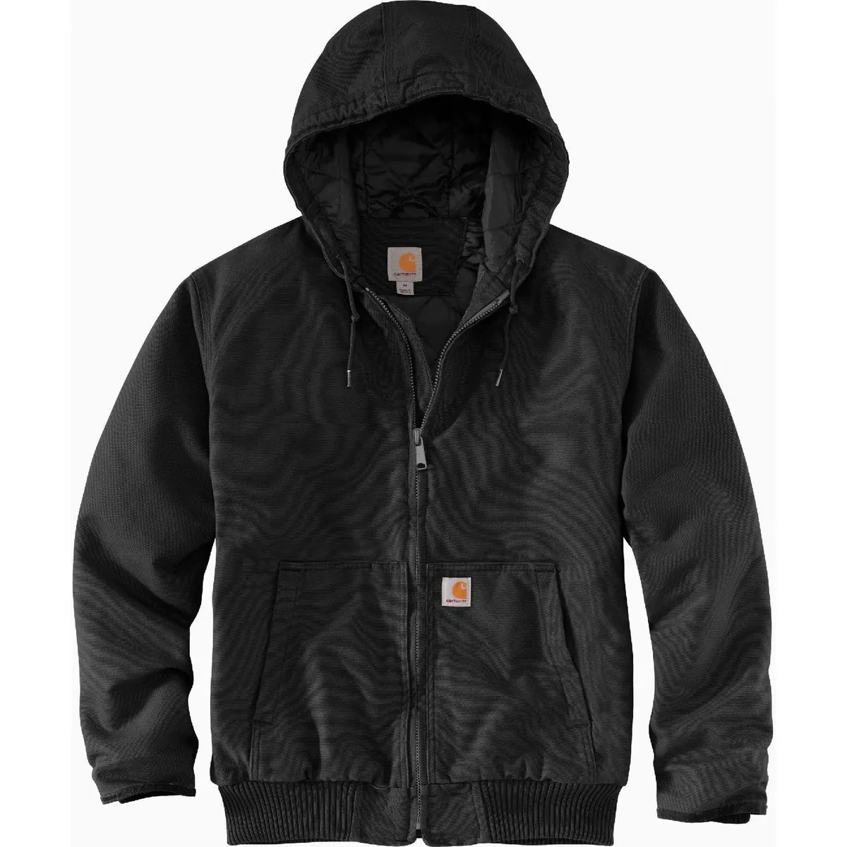 Carhartt Men's 4XL Tall Black Washed Duck Quilted Nylon Lined Insulated Active Jacket, Loose Fit