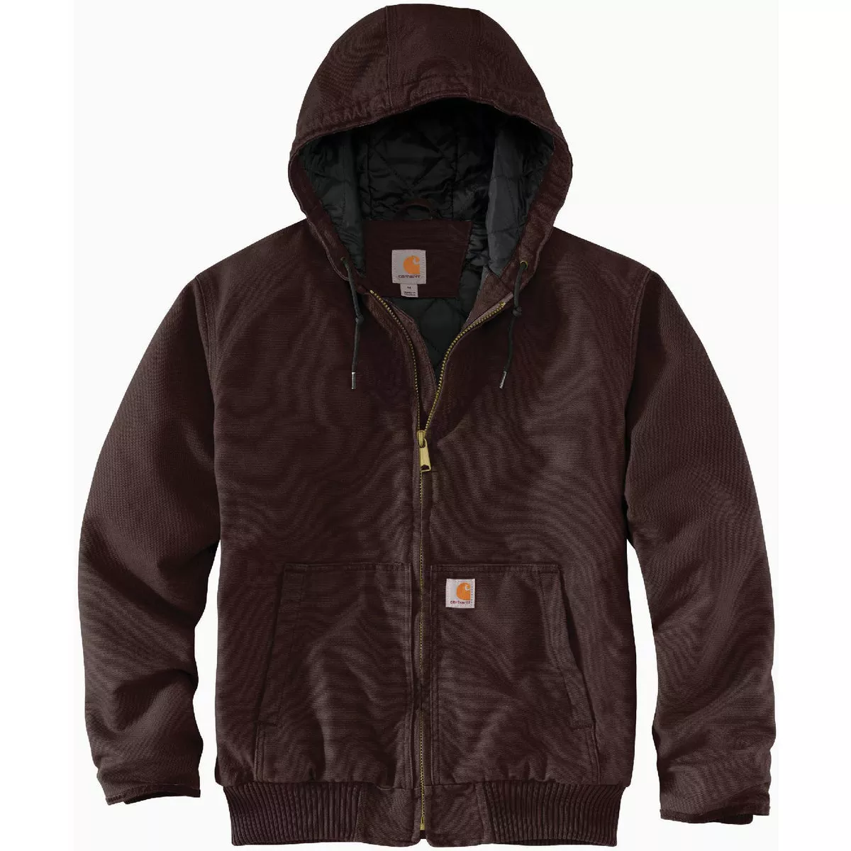 Carhartt Men's 3XL Regular Dark Brown Washed Duck Quilted Nylon-Lined Insulated Active Jacket, Loose Fit
