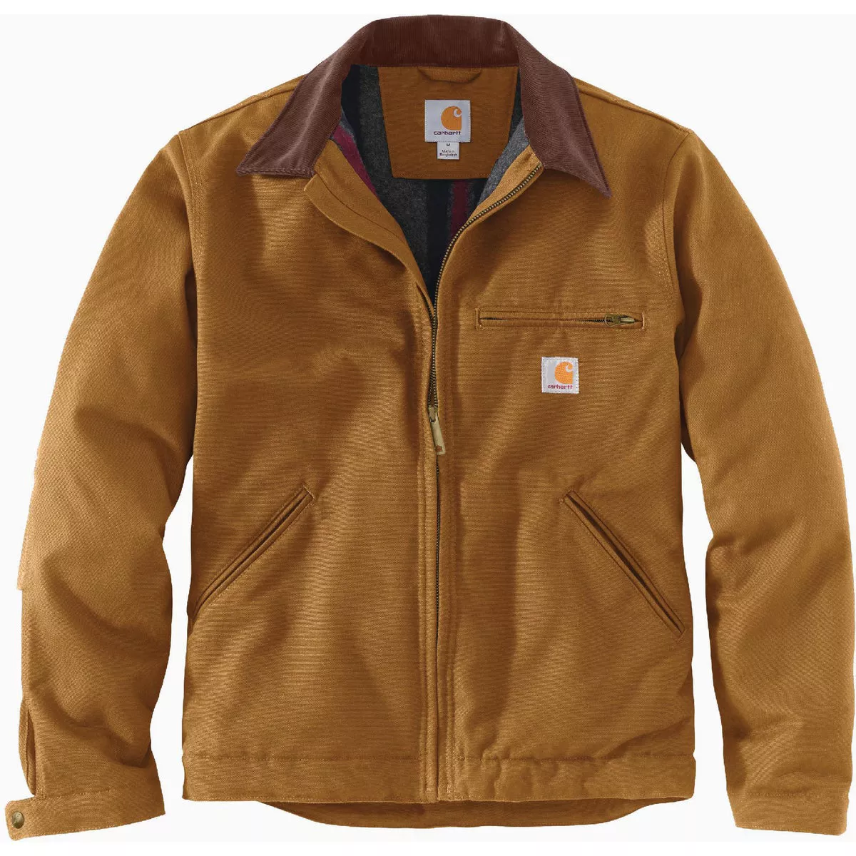 Carhartt Men's Small Regular Brown Duck Blanket-Lined Detroit Jacket, Relaxed Fit
