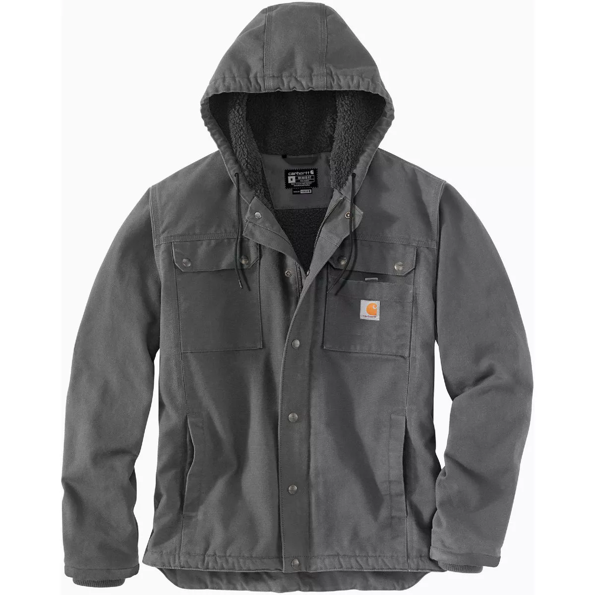 Carhartt Men's Medium Regular Gravel Washed Duck Sherpa-Lined Utility Jacket, Relaxed Fit