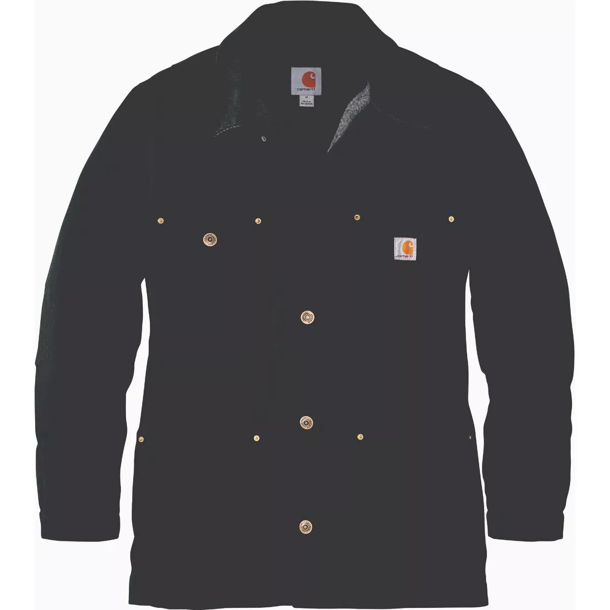 Carhartt Men's Small Regular Black Firm Duck Blanket-Lined Chore Coat, Loose Fit