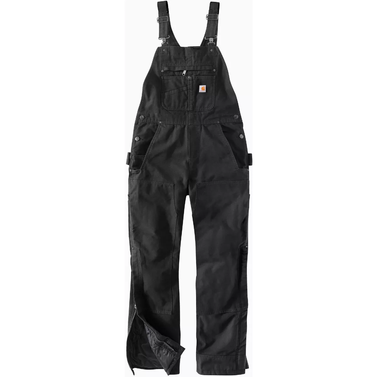 Carhartt Women's Large Short Black Washed Duck Insulated Bib Overalls, Relaxed Fit