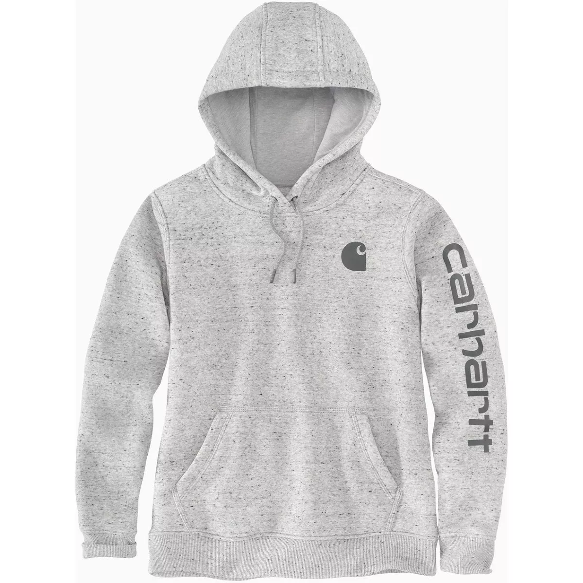 Carhartt Women's 1X Regular Asphalt Heather Nep Midweight Logo Sleeve Graphic Pullover Hooded Sweatshirt, Relaxed Fit