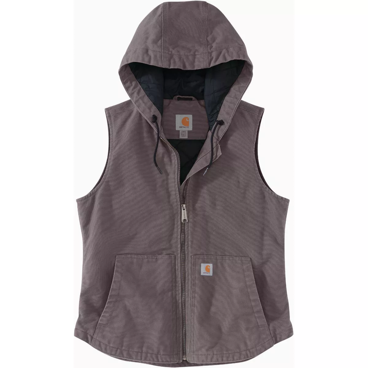 Carhartt Women's XXL Regular Taupe Gray Washed Duck Insulated Hooded Vest, Relaxed Fit