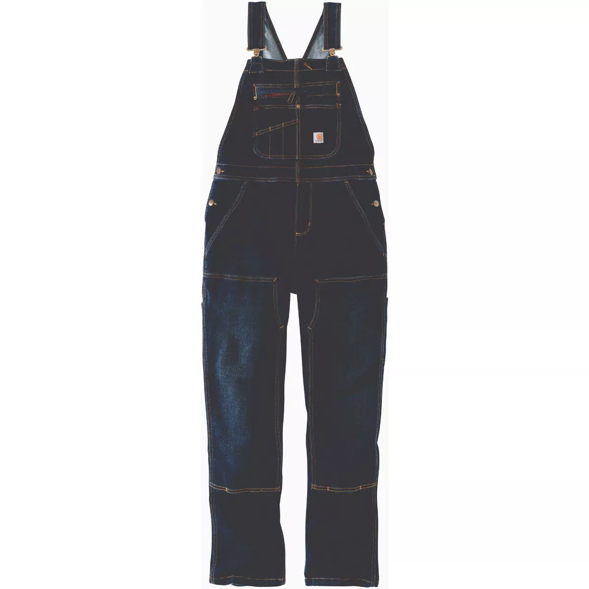 Carhartt Rugged Flex Women's Small Short Midnight Sky Denim Double-Front Bib Overalls, Relaxed Fit