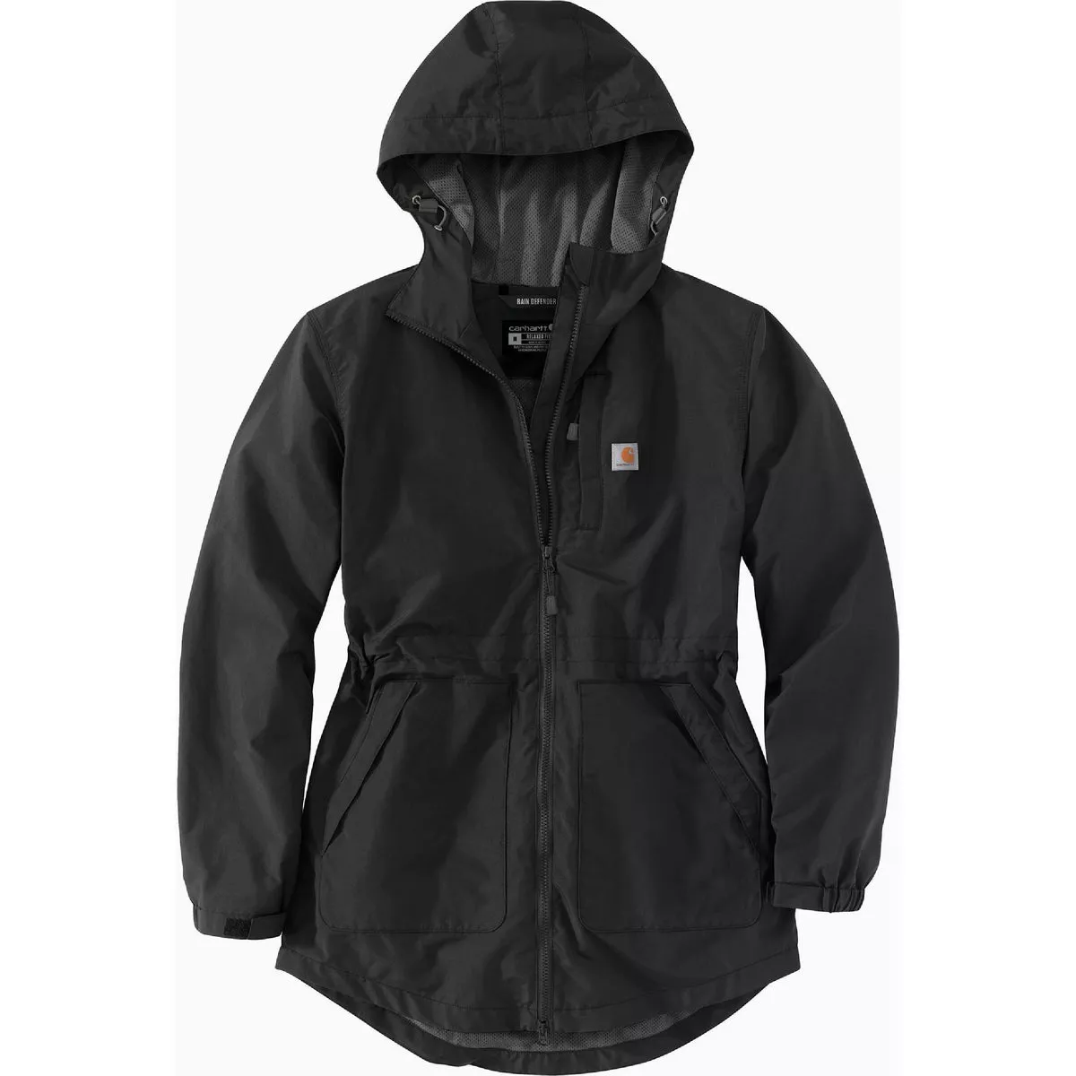 Carhartt Rain Defender Women's Large Regular Black Lightweight Coat, Relaxed Fit