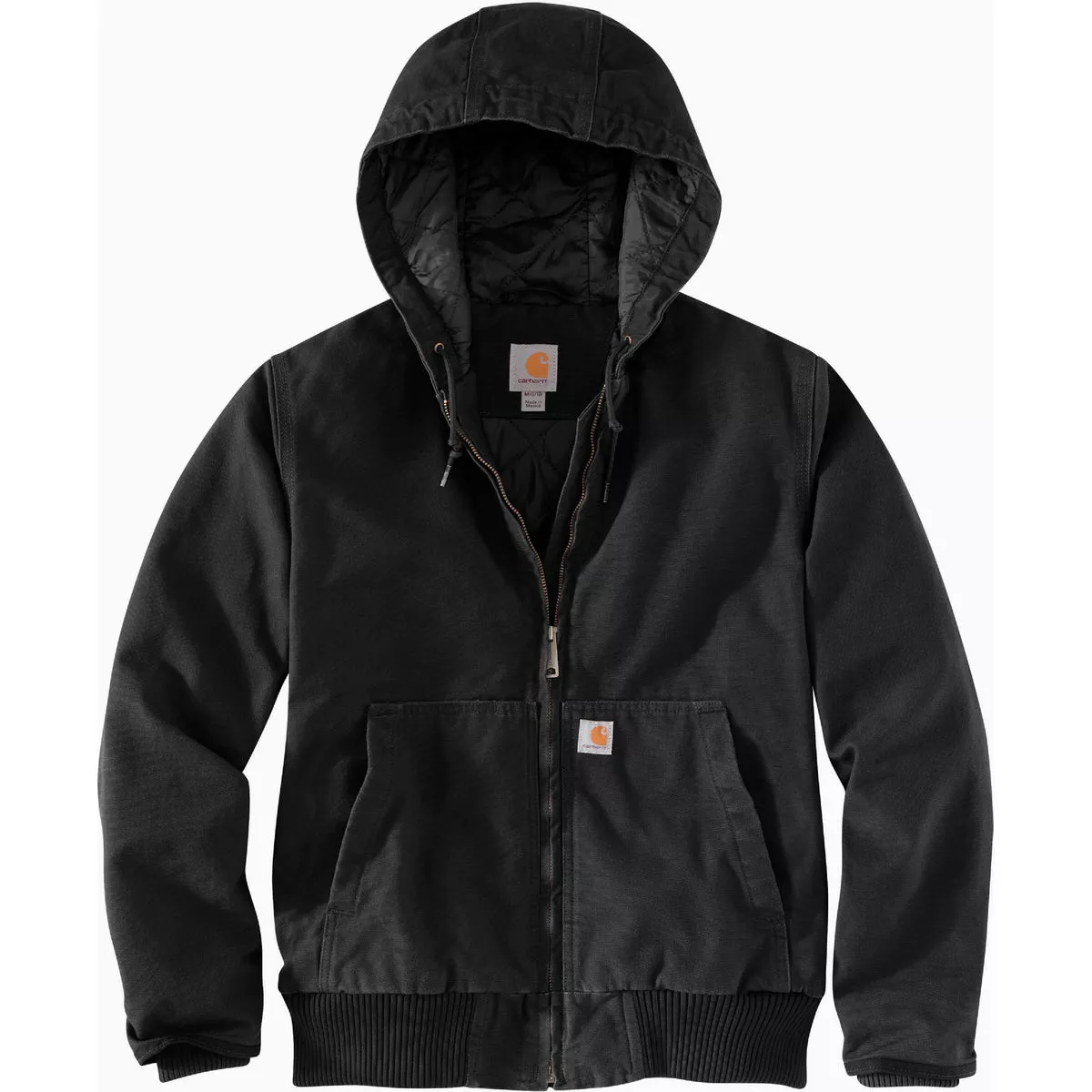 Carhartt Women's 2X Regular Black Washed Duck Insulated Active Jacket, Loose Fit