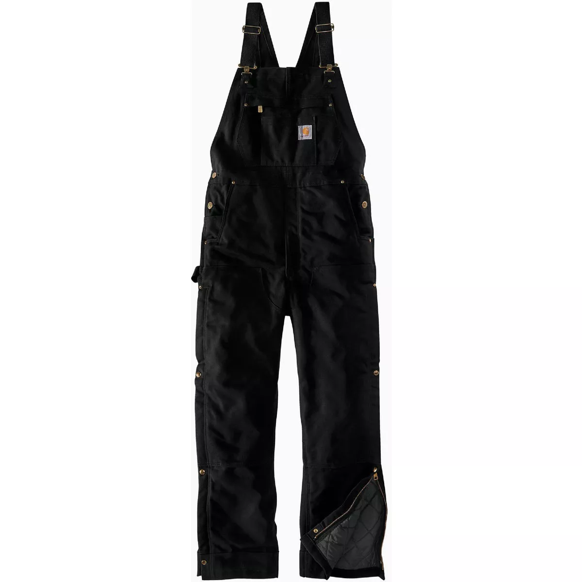 Carhartt Men's Small Regular Black Firm Duck Insulated Bib Overalls, Loose Fit
