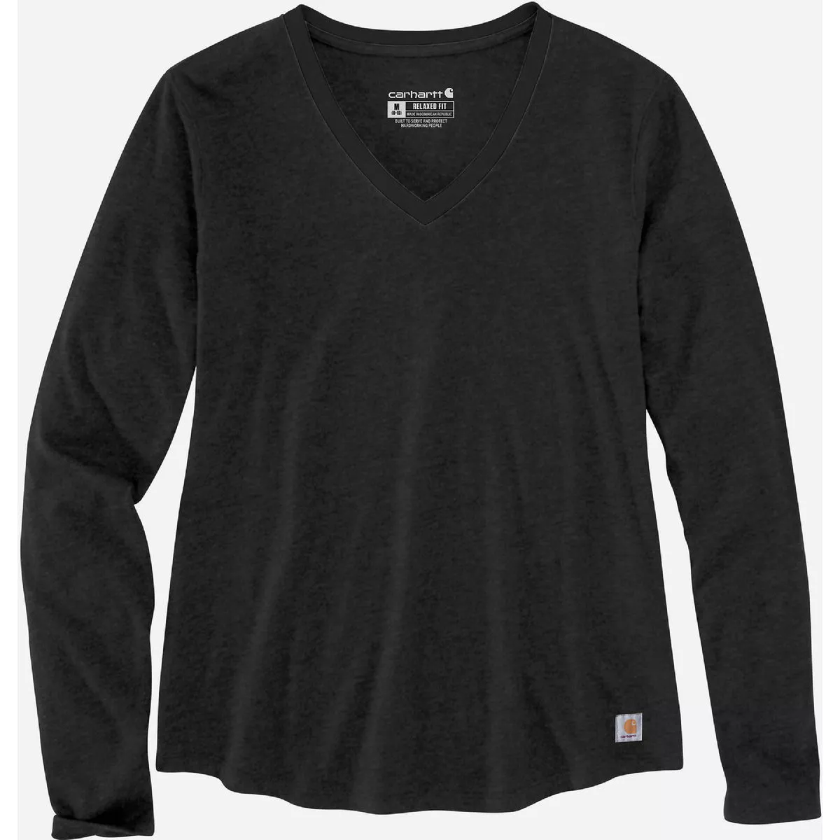 Carhartt Women's 2X Regular Black Midweight V-Neck Shirt, Relaxed Fit