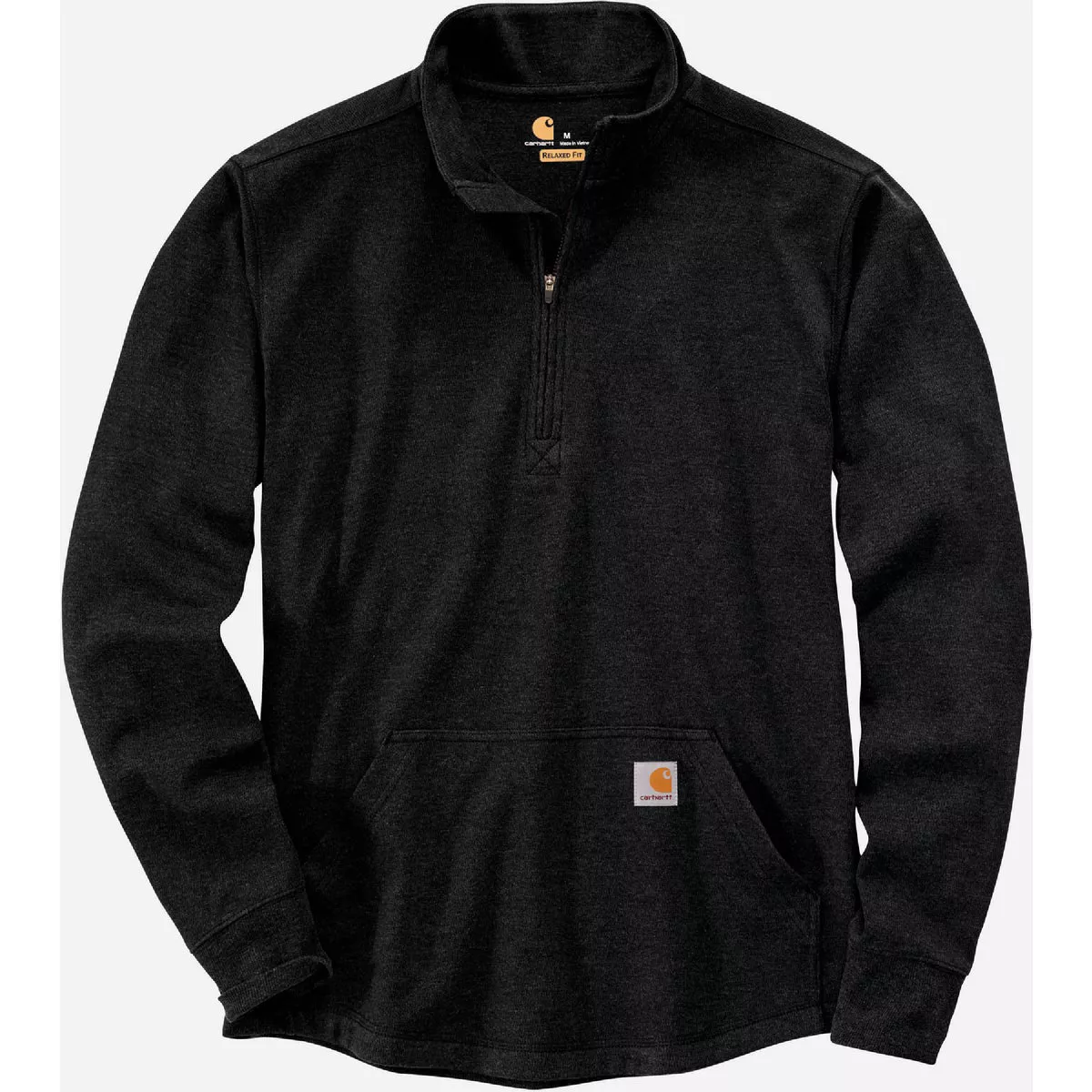Carhartt Men's Large Tall Black Long Sleeve Heavyweight 1/2-Zip Thermal Shirt, Relaxed Fit