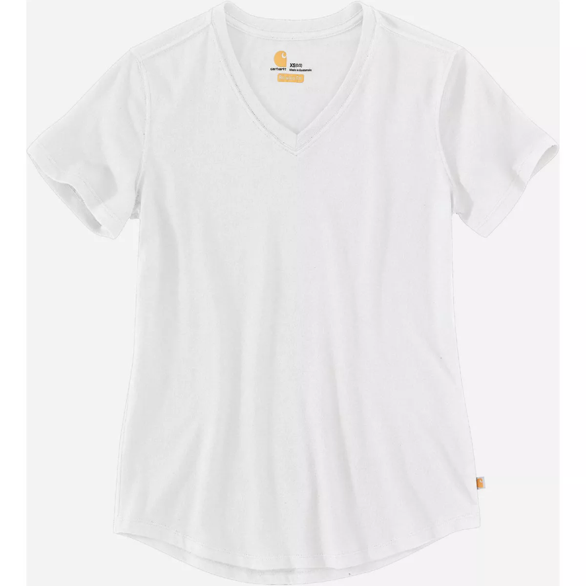 Carhartt Women's XL Regular White Short Sleeve Midweight V Neck T-Shirt, Relaxed Fit