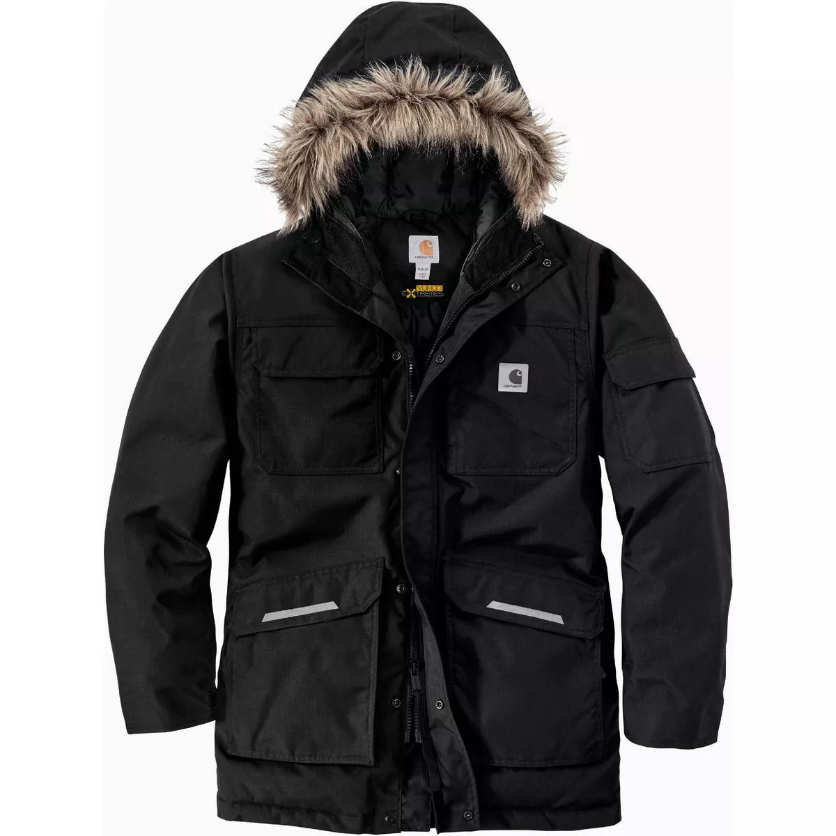 Carhartt Yukon Extremes Men's 2XL Regular Black Insulated Parka, Loose Fit