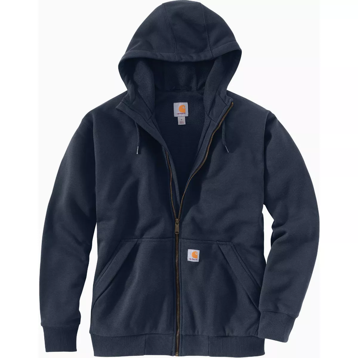 Carhartt Rain Defender Men's Small Regular New Navy Midweight Thermal-Lined Full Zip Hooded Sweatshirt, Loose Fit