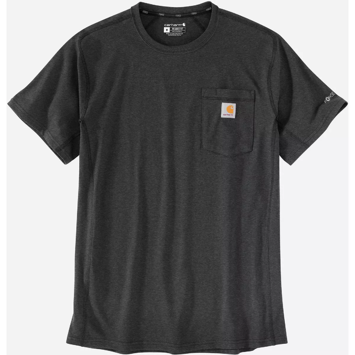 Carhartt Force Men's Small Regular Carbon Heather Midweight Short Sleeve Pocket T-Shirt, Relaxed Fit