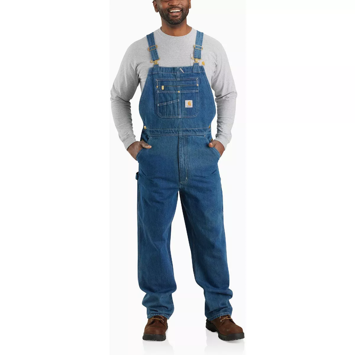 Carhartt Men's 44x30 Darkstone Denim Bib Overalls, Loose Fit