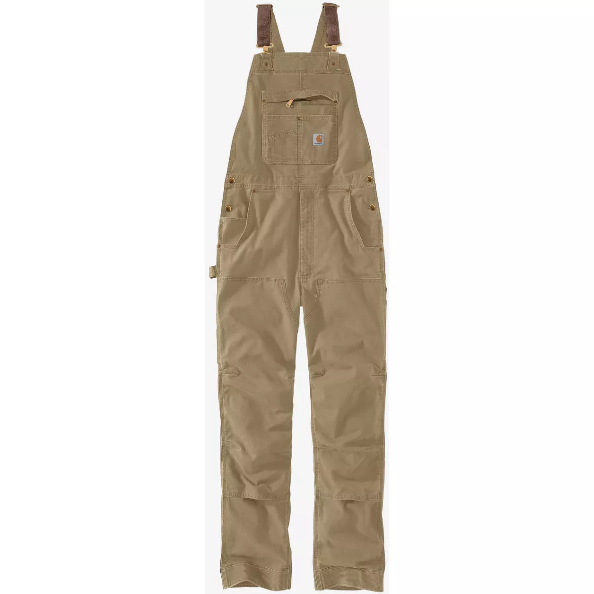 Carhartt Rugged Flex Men's 32x32 Dark Khaki Canvas Bib Overalls, Relaxed Fit