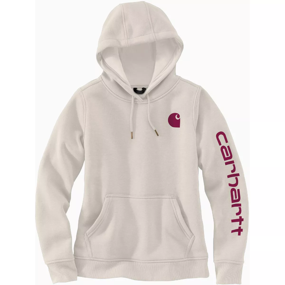 Carhartt Women's Small Regular Malt Midweight Logo Sleeve Graphic Pullover Hooded Sweatshirt, Relaxed Fit