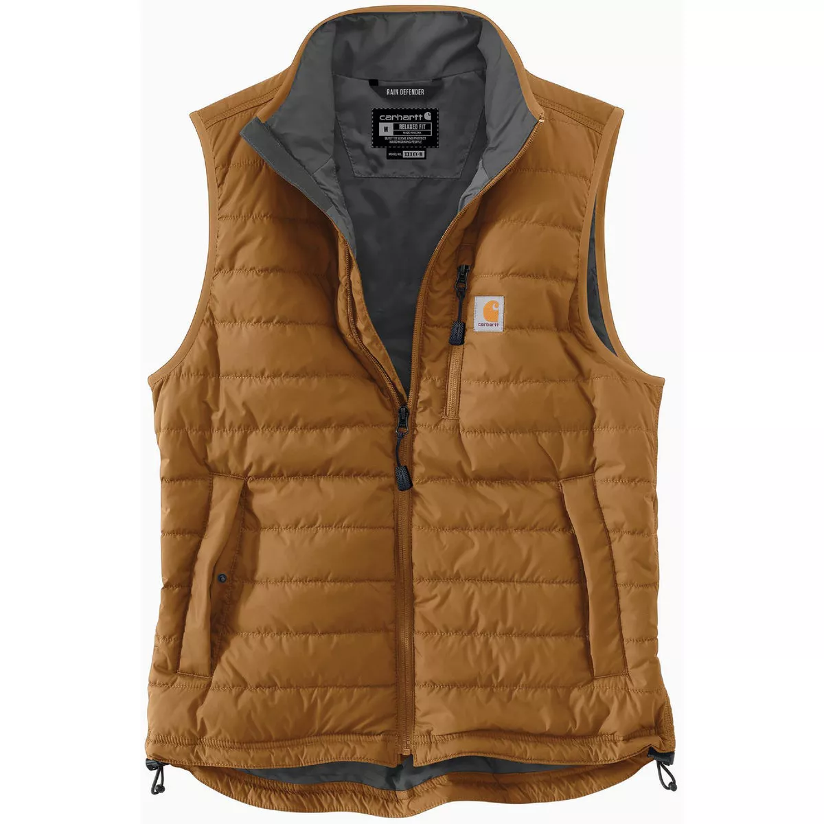 Carhartt Rain Defender Men's XL Tall Brown Lightweight Insulated Vest, Relaxed Fit