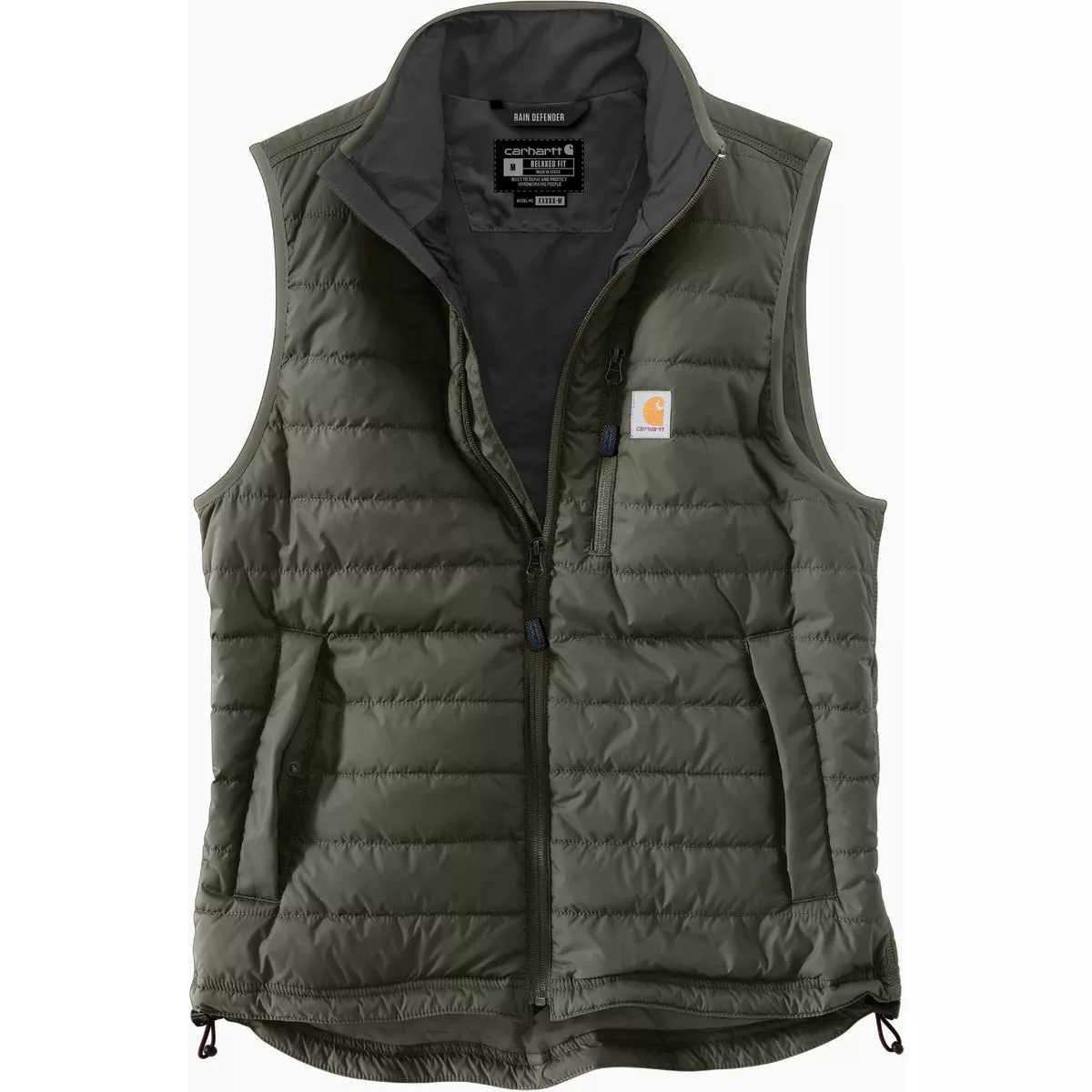 Carhartt Rain Defender Men's XL Regular Moss Lightweight Insulated Vest, Relaxed Fit