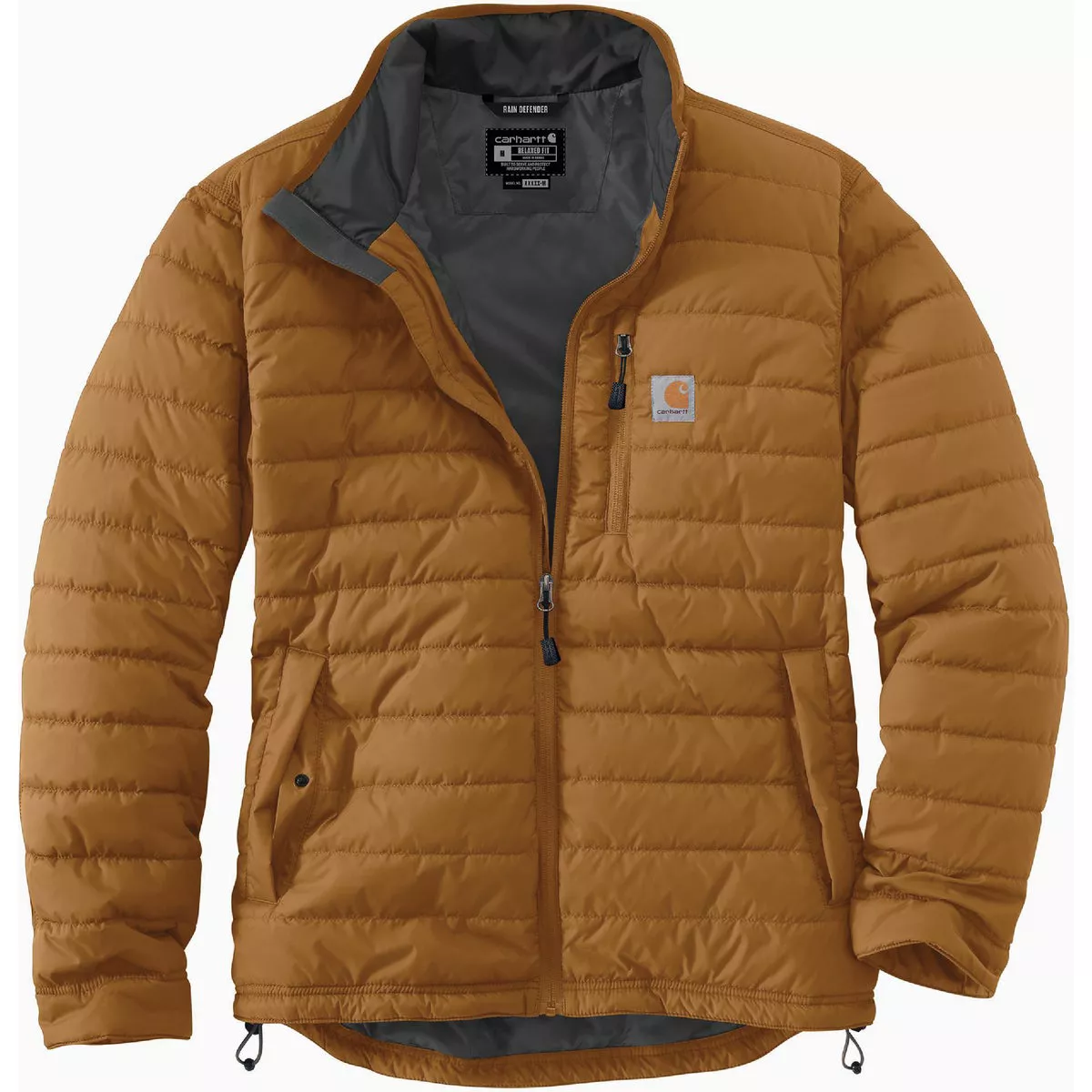 Carhartt Rain Defender Men's Small Regular Brown Lightweight Insulated Jacket, Relaxed Fit