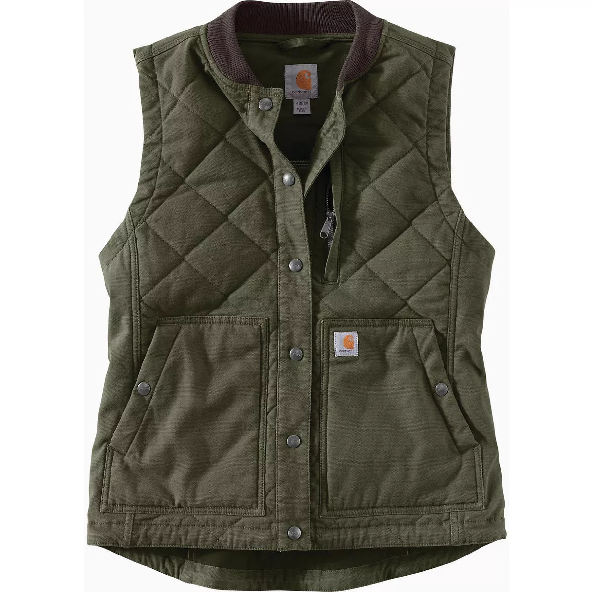 Carhartt Rugged Flex Women's Large Regular Basil Canvas Insulated Rib Collar Vest, Relaxed Fit