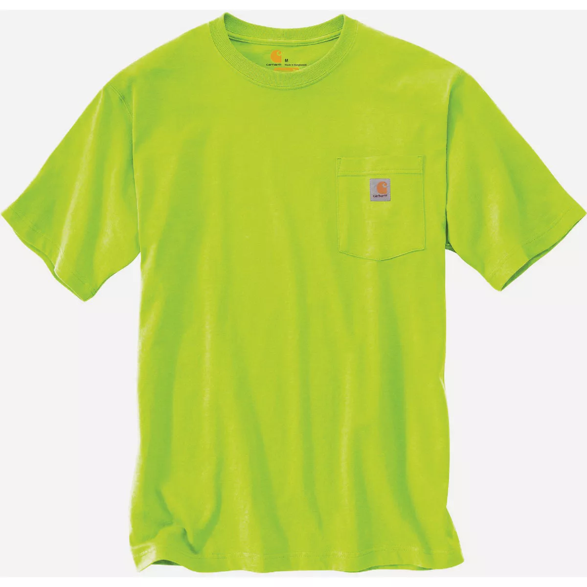 Carhartt Men's 5XL Regular Brite Lime Heavyweight Short Sleeve Pocket T-Shirt, Loose Fit