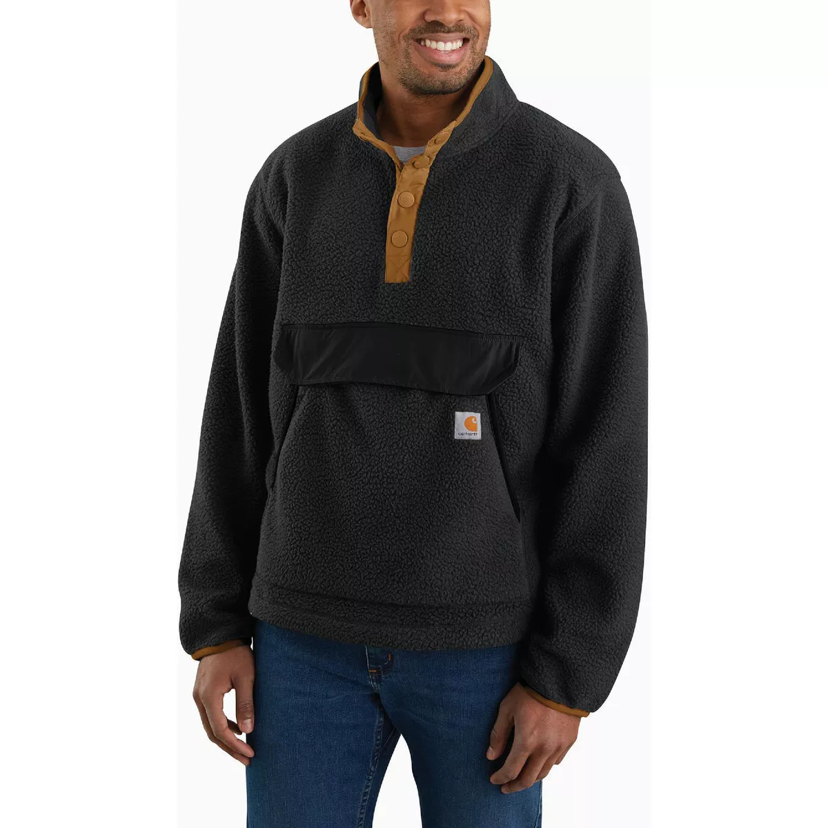 Carhartt Men's Large Regular Black Fleece Pullover Jacket, Relaxed Fit - photo 2