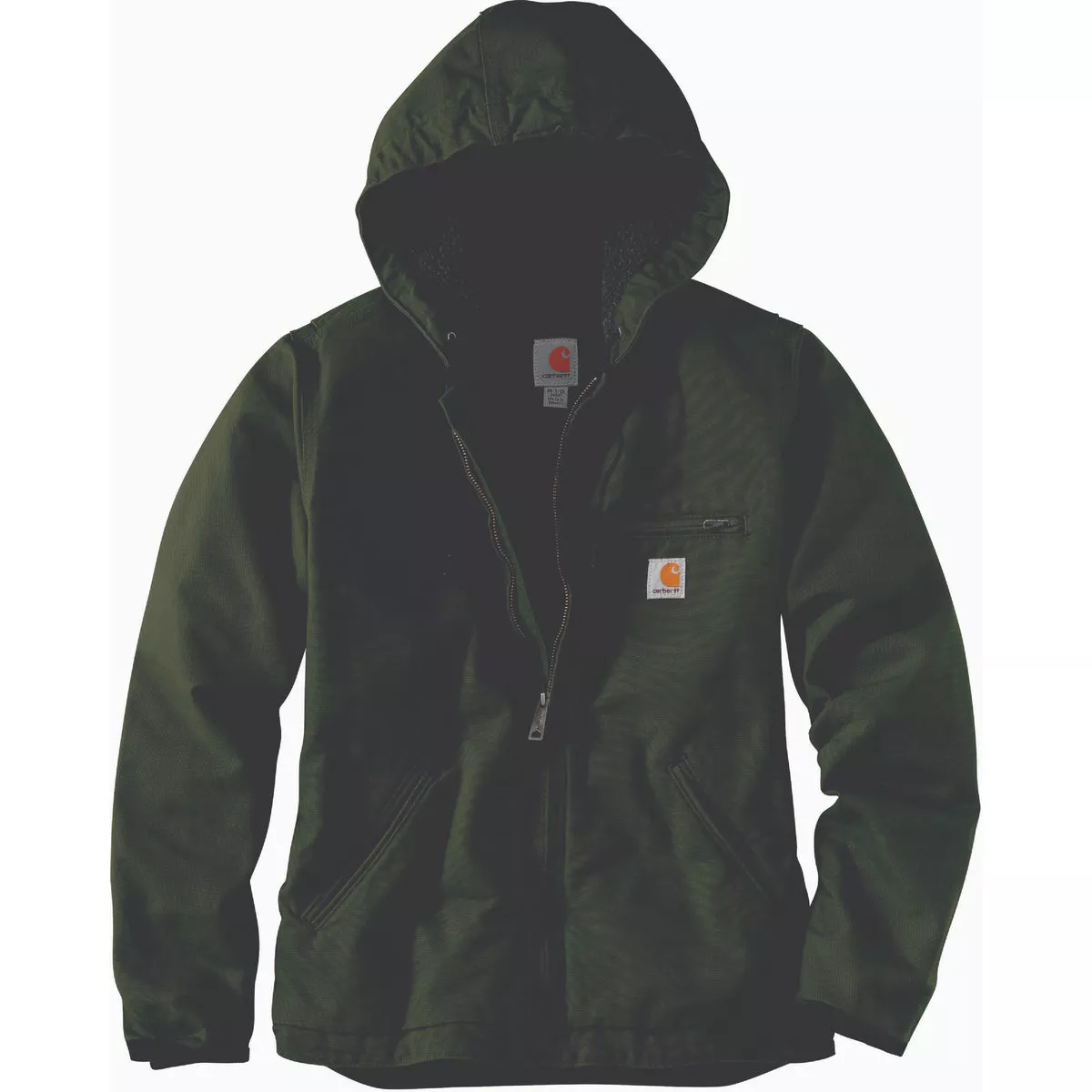 Carhartt Women's Medium Regular Basil Washed Duck Sherpa-Lined Jacket, Loose Fit