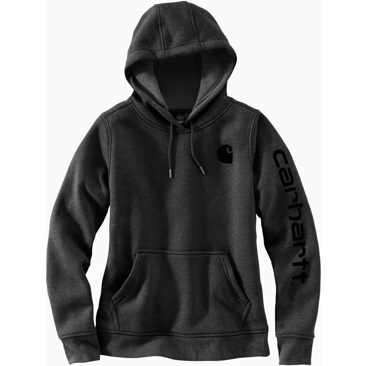 Carhartt Women's XL Regular Carbon Heather Midweight Logo Sleeve Graphic Pullover Hooded Sweatshirt, Relaxed Fit