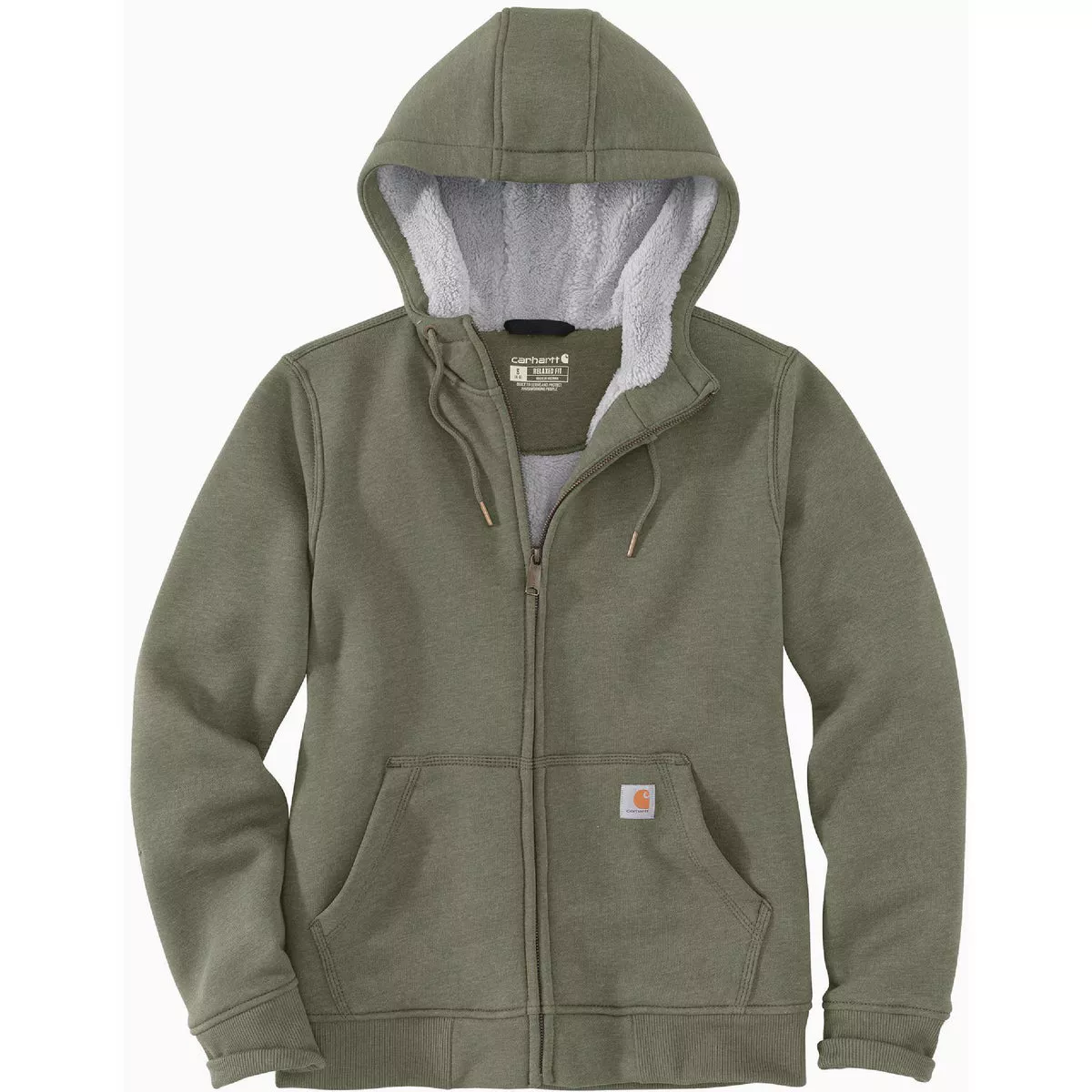 Carhartt Women's XS Regular Basil Heather Midweight Sherpa Lined Full Zip Sweatshirt, Relaxed Fit