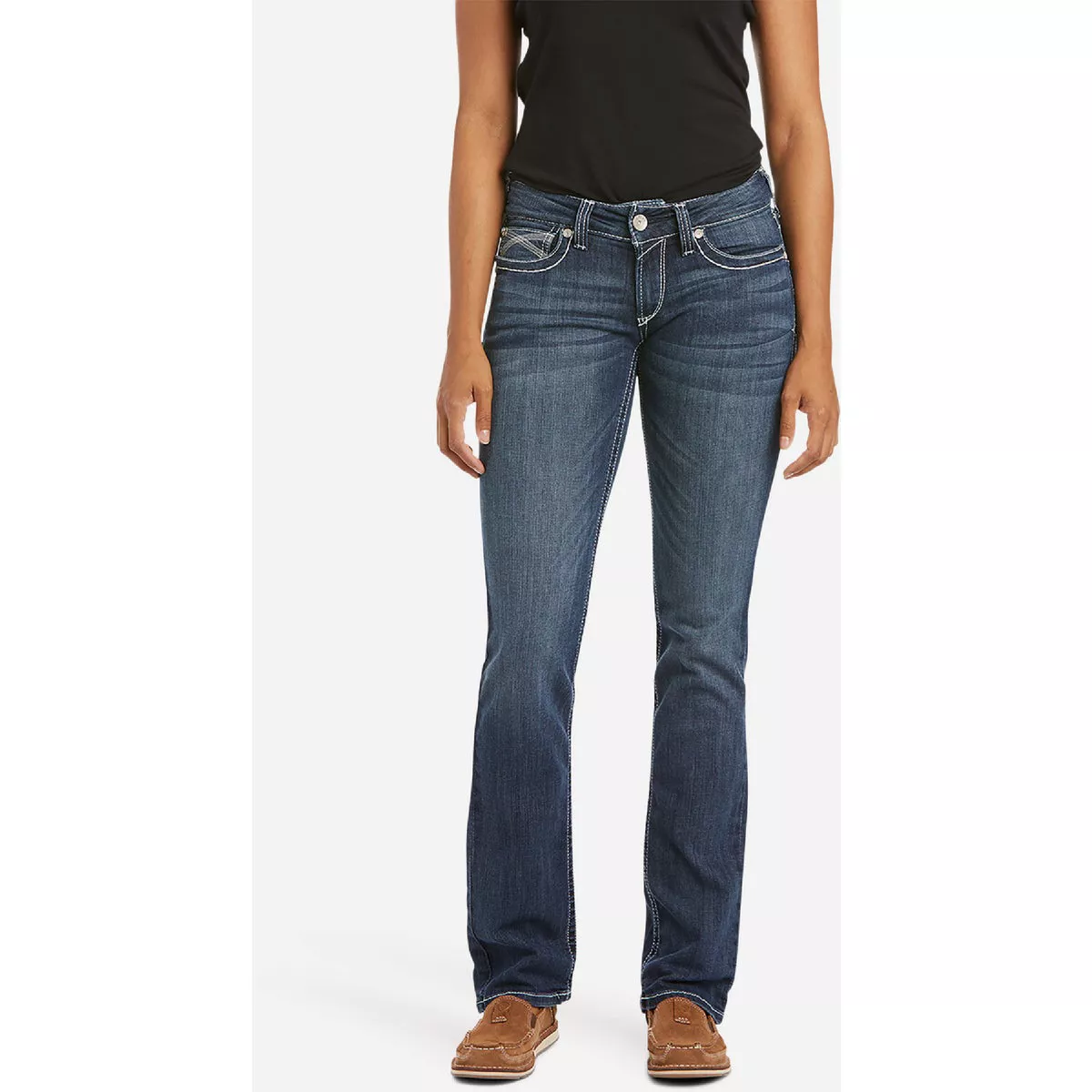 Ariat Women's 16 WL Dresden R.E.A.L. Mid Rise Stretch Ivy Stackable Straight Leg Jean, Slim Fit