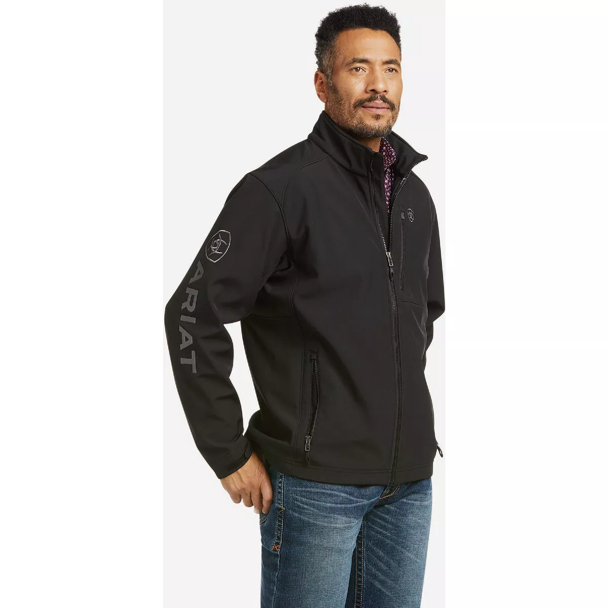 Ariat Men's L Regular Black Logo 2.0 Patriot Softshell Water Resistant Jacket